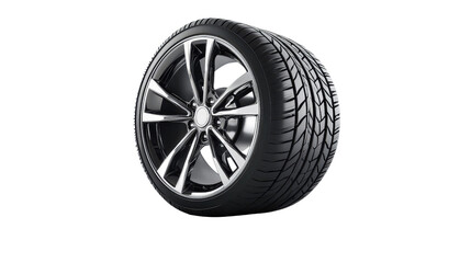 Poster - Car tire with shadow and reflection Transparent background, PNG