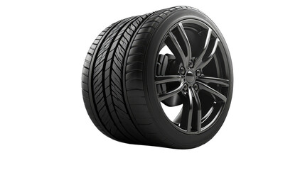 Poster - Car tire with shadow and reflection Transparent background, PNG