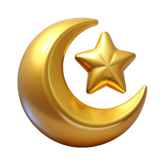 Aufkleber - 3d golden crescent moon and star icon isolated on transparent background