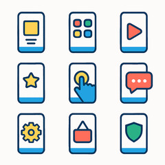 Poster - App icons for mobile devices showcasing diverse functions in a clean design