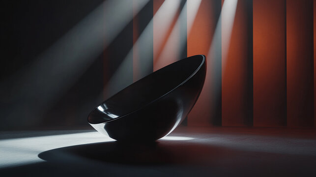 Dramatic black sculpture in stark
