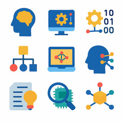 Poster - Artificial intelligence icons depicting machine learning and neural networks
