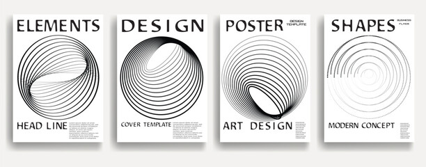 Poster - Modern posters . Vector design composition with various geometric shapes . Abstract contemporary art . Vector art ideal for media, ads, covers, brochures, banners. Black and white.
