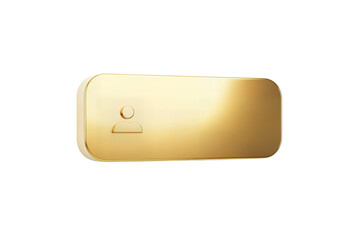 Fototapete - A sleek, golden rectangular object with a button on one side, set against a transparent background. The object has a smooth, reflective surface.
