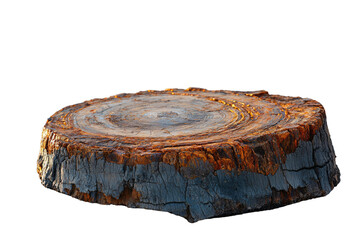 Leinwandbilder - A detailed close-up of a tree stump, showcasing its intricate rings and weathered texture. background removed
