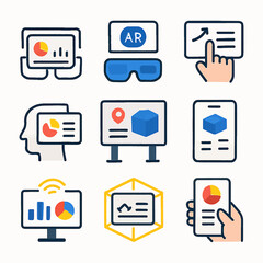 Poster - Augmented reality design with charts, graphs, and interfaces displaying data visualizations