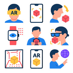 Poster - Augmented reality technology concept illustrated with people and digital interfaces