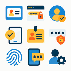 Poster - Authentication and security vector icons illustrating digital identity and access solutions