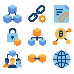 Poster - Blockchain technology network system with linked data and secure transactions illustration