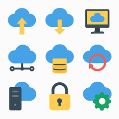 Poster - Cloud computing icons representing data storage, server and network connections