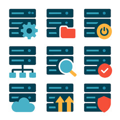Poster - Cloud computing server data center icons network storage system technology