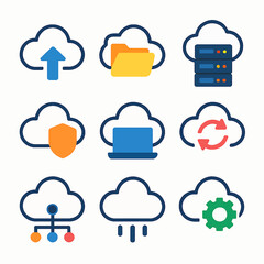 Poster - Cloud Computing Services and Data Management Solutions Presented as Vector Icons