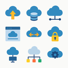 Poster - Cloud Computing Technology Icons Collection for Data Storage and Network Solutions
