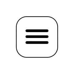 Fototapete - A simple black icon representing a menu with three horizontal lines on a transparent background. Ideal for web and app design.