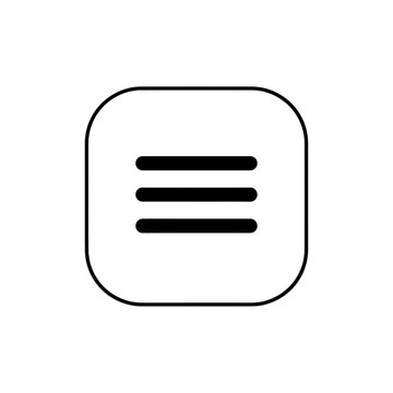 A simple black icon representing a menu with three horizontal lines on a transparent background. Ideal for web and app design.