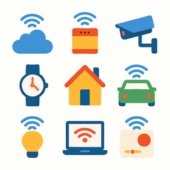 Poster - Colorful vector illustration depicting smart home and internet of things concept