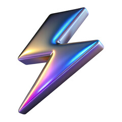 Aufkleber - 3d iridescent lightning bolt symbol isolated on transparent background