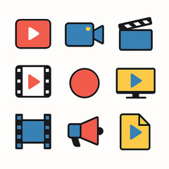 Aufkleber - Colorful video and film icons for multimedia projects and creative content production