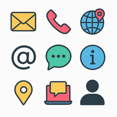 Poster - Contact information icons set featuring email, phone, location, and communication