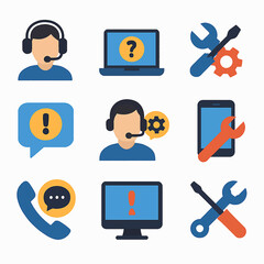 Poster - Customer service assistance icons showcasing technical support and communication