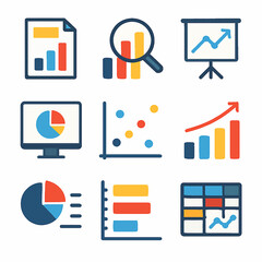 Poster - Data analysis and business intelligence charts illustrations set for presentations