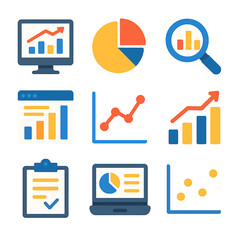 Poster - Data analysis and visualization icons representing business growth and statistics