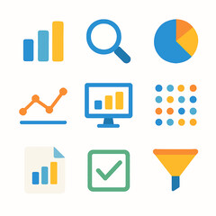 Poster - Data analytics and business intelligence vector icons for data visualization and analysis