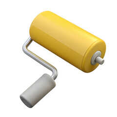 Aufkleber - 3d realistic yellow paint roller isolated on transparent background