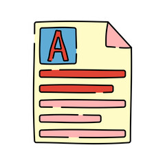 Fototapete - Document A Doodle style, sheet of paper with large A indicating document writing, proofreading, or content writing roles, perfect for editorial designs.