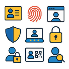 Poster - Security and identity protection icons displaying data privacy and verification process