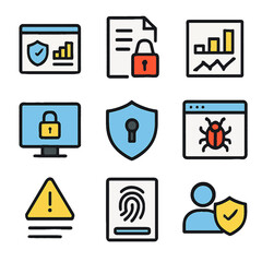 Fototapete - Security and protection icons showing data safety and cyber security elements
