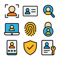 Poster - Security icons set featuring identity verification and personal data protection
