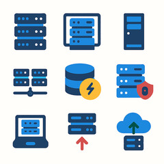 Fototapete - Server hosting and database concepts featuring data storage and processing technology