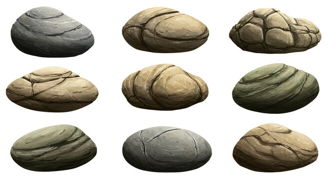 Collection of Detailed Stone Textures Realistic Rock Illustrations