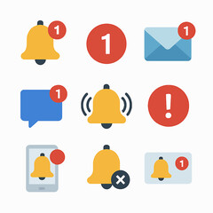 Poster - Set of notification icons with counter number one in various shapes and styles