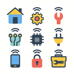 Fototapete - Smart home automation system icons featuring wireless connectivity and technology