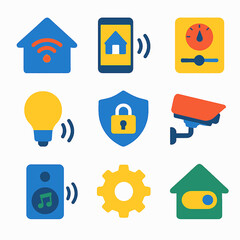 Poster - Smart home automation system icons showcasing connected devices and technology