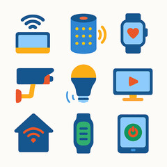 Poster - Smart home automation system vector icons featuring security and connectivity