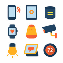 Poster - Smart home devices vector icon set featuring technology and automation systems