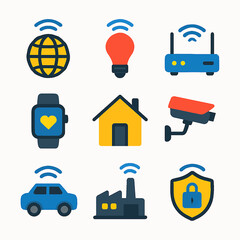 Poster - Smart Technology Flat Design Icons Representing Automation and Connectivity