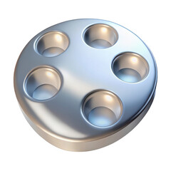 Aufkleber - 3d render of silver metal palette with five wells isolated on transparent background