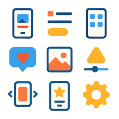 Aufkleber - User interface elements showcasing a modern app design with vibrant colors and intuitive icons
