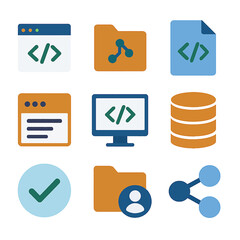 Fototapete - Vector icons representing programming, database, networking and file management