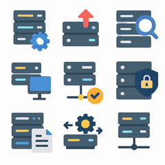 Fototapete - Vector illustration showing various server database configurations and management