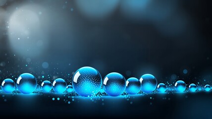 Poster - Array of glowing blue spheres with light on dark backdrop