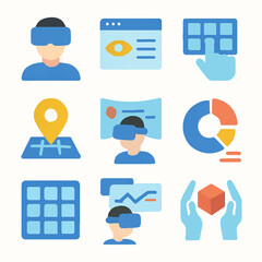 Poster - Virtual reality experience with data analytics and information visualization icons