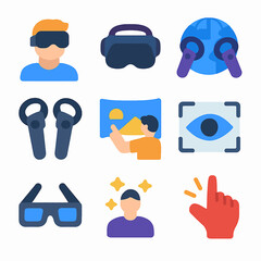 Poster - Virtual reality vector illustrations showcasing immersive experiences and digital interaction
