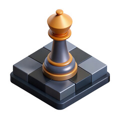 Aufkleber - 3d realistic gold and gray chess queen piece isolated on transparent background