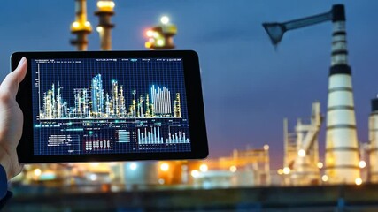 Poster - Tablet displaying industrial facility data