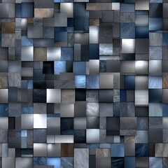 Poster - Stylish blue mosaic tile background creates a sophisticated atmosphere in contemporary interiors, ideal for homes or office spaces SEAMLESS PATTERN